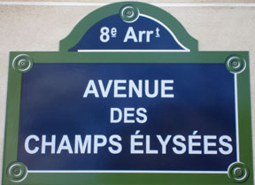 Champs Elysees sign Paris France