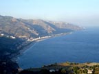 View down the coast of Sicily towards Messina