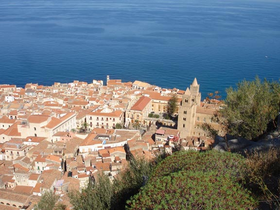 View of Cefalu Sicily from La Rocca