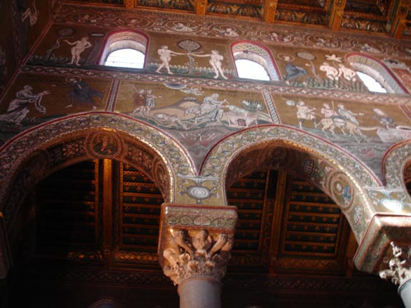 Beautiful mosaics inside Monreale in Palermo Sicily