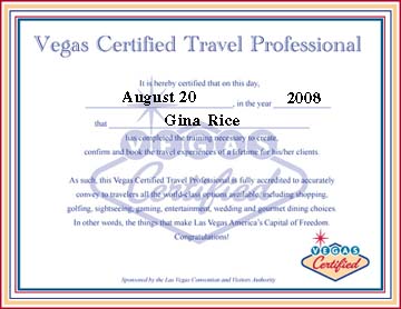 Vegas Certified Travel Professional Certificate