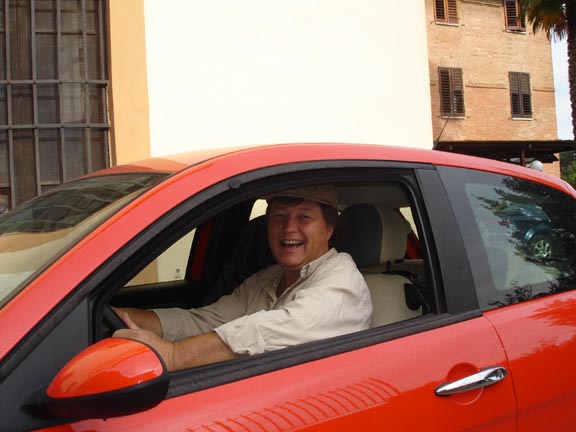 John Rice blog author driving across Tuscany